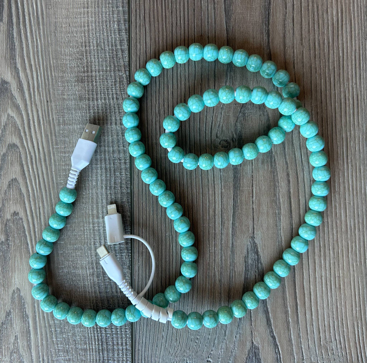 Beaded Phone Charger with Lightning & USB-C Cable