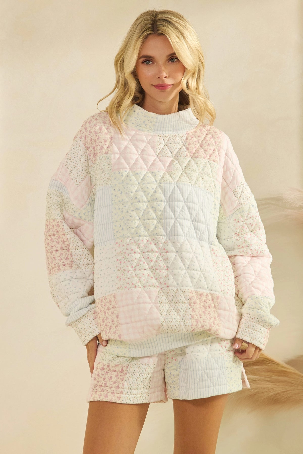 quincy textured mockneck sweatshirt