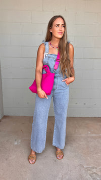 brunch plans ruffle denim overalls