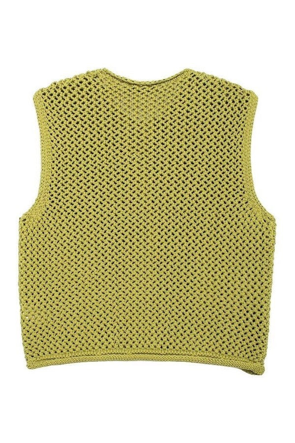 slow your roll crochet sweater vest | lime