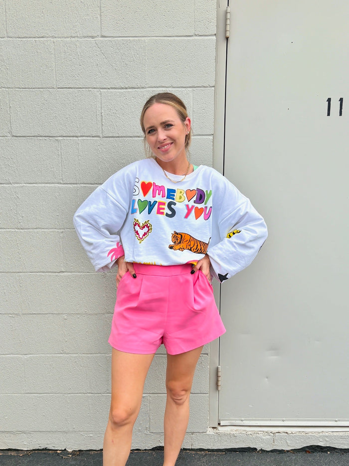 somebody loves you graphic crewneck