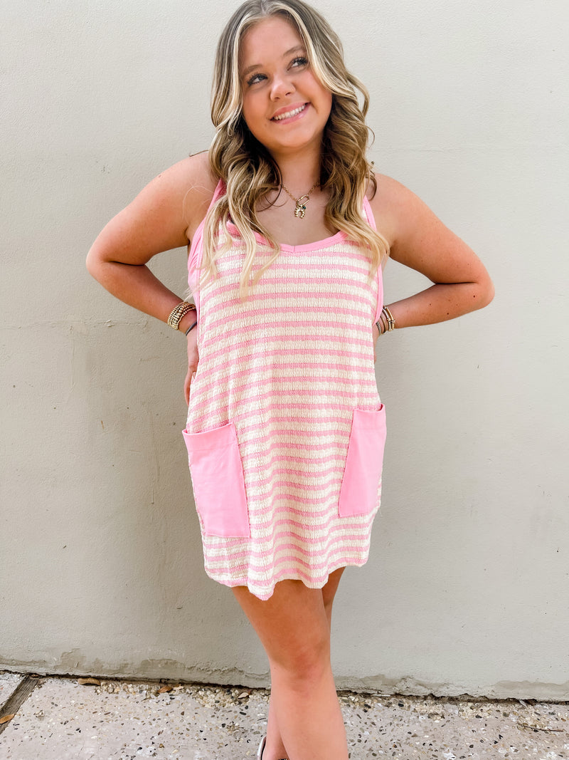 serve it mini dress | pink stripe