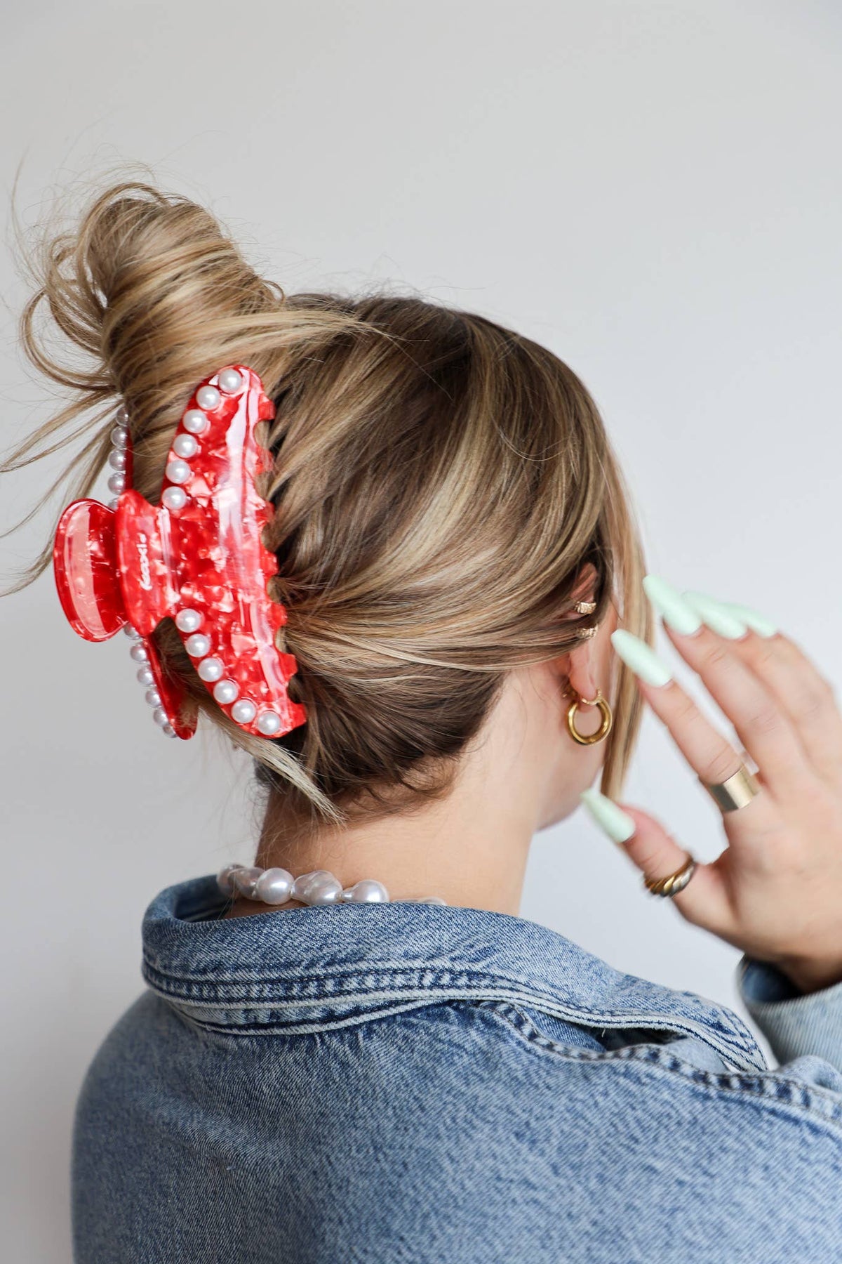 red tortoise pearl claw clip