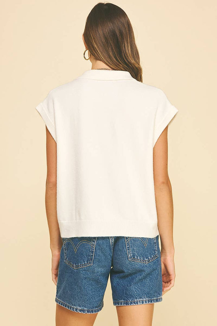 yana cap sleeve collared top