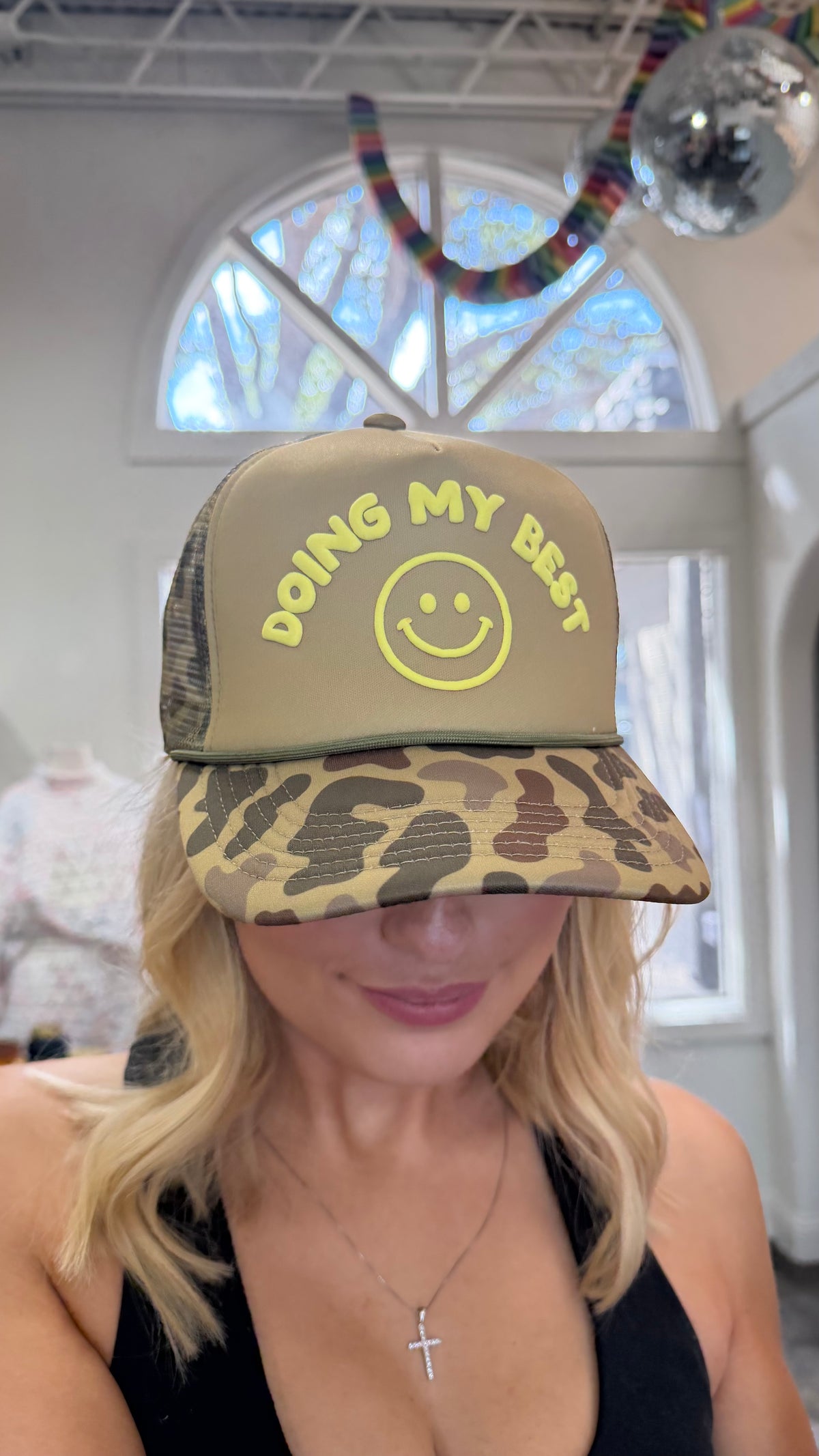 doing my best camo foam trucker hat