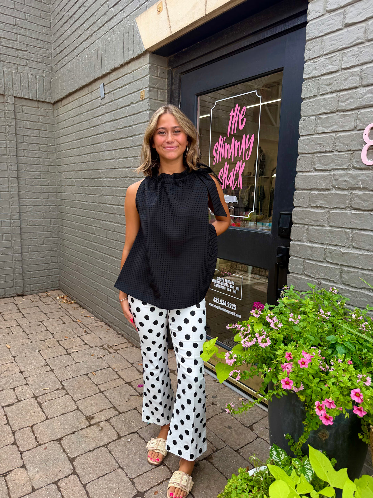 flare crop dot pants