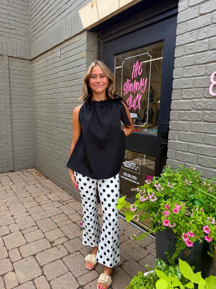 flare crop dot pants