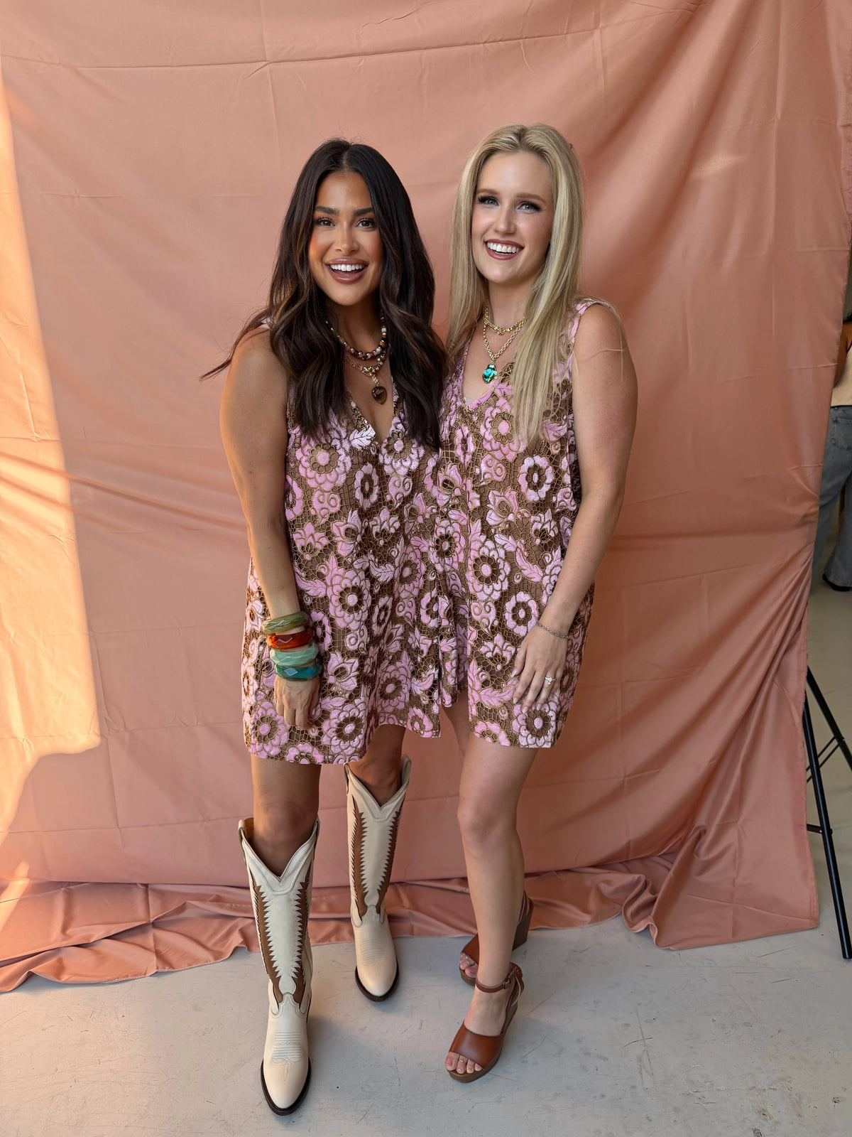 lola golden rose mini dress
