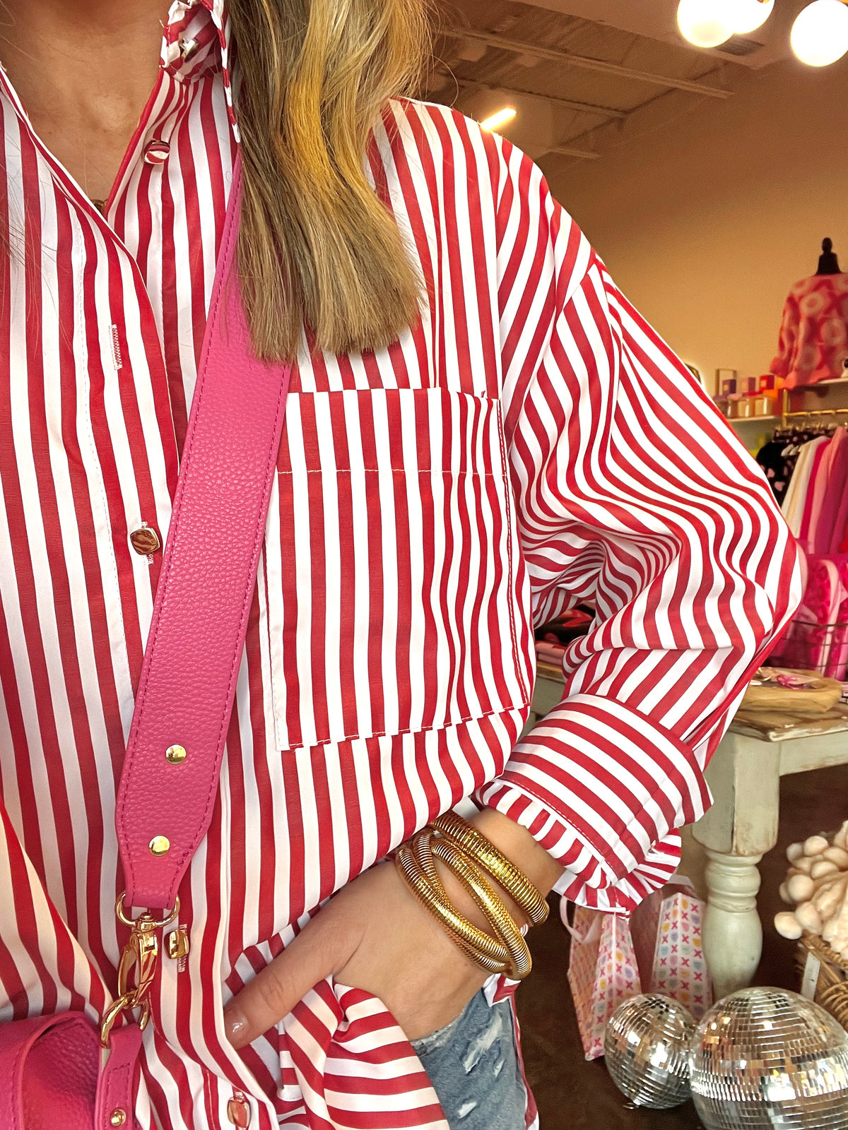 going for it striped button-up