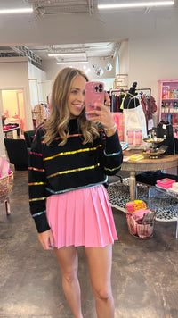 black sequin stripe crewneck