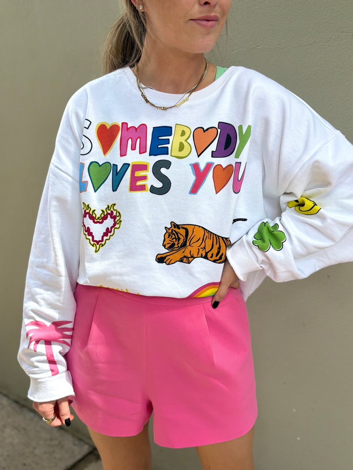 somebody loves you graphic crewneck