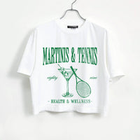 martinis & tennis cropped tee