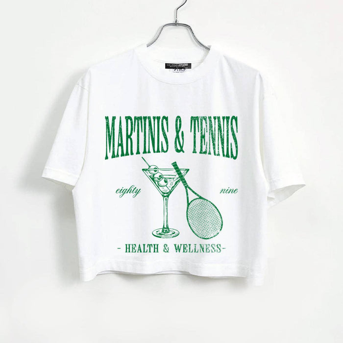 martinis & tennis cropped tee