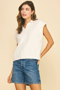 yana cap sleeve collared top