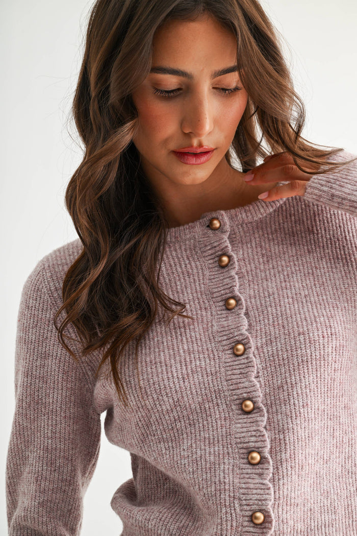 pearl button ribbed cardigan