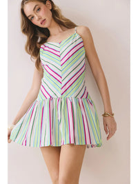 main character striped mini dress