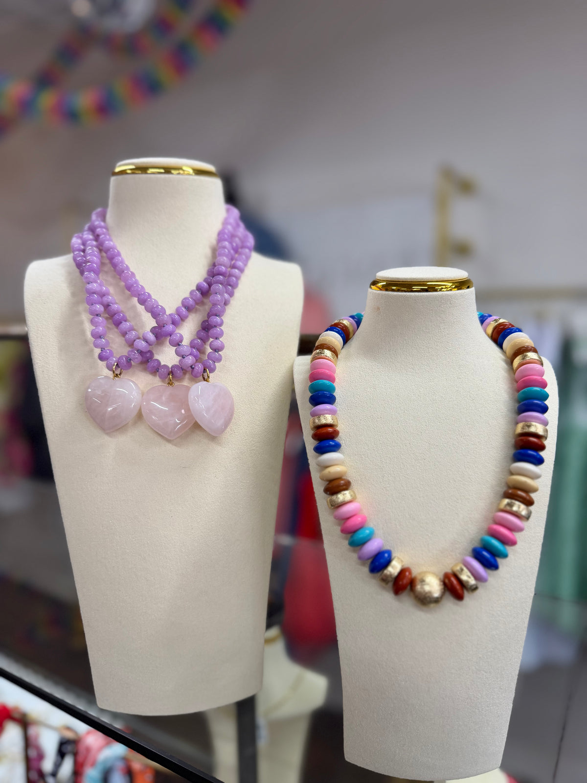 lila heart beaded necklace