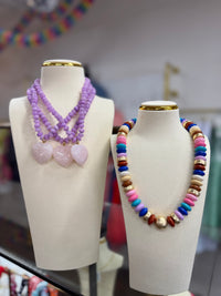 lila heart beaded necklace