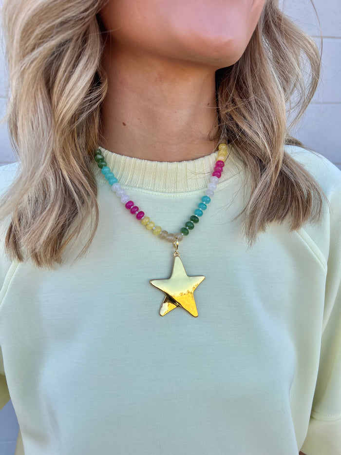 penny beaded star necklace