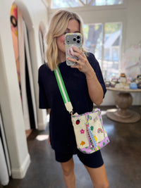 good things embroidered canvas crossbody bag