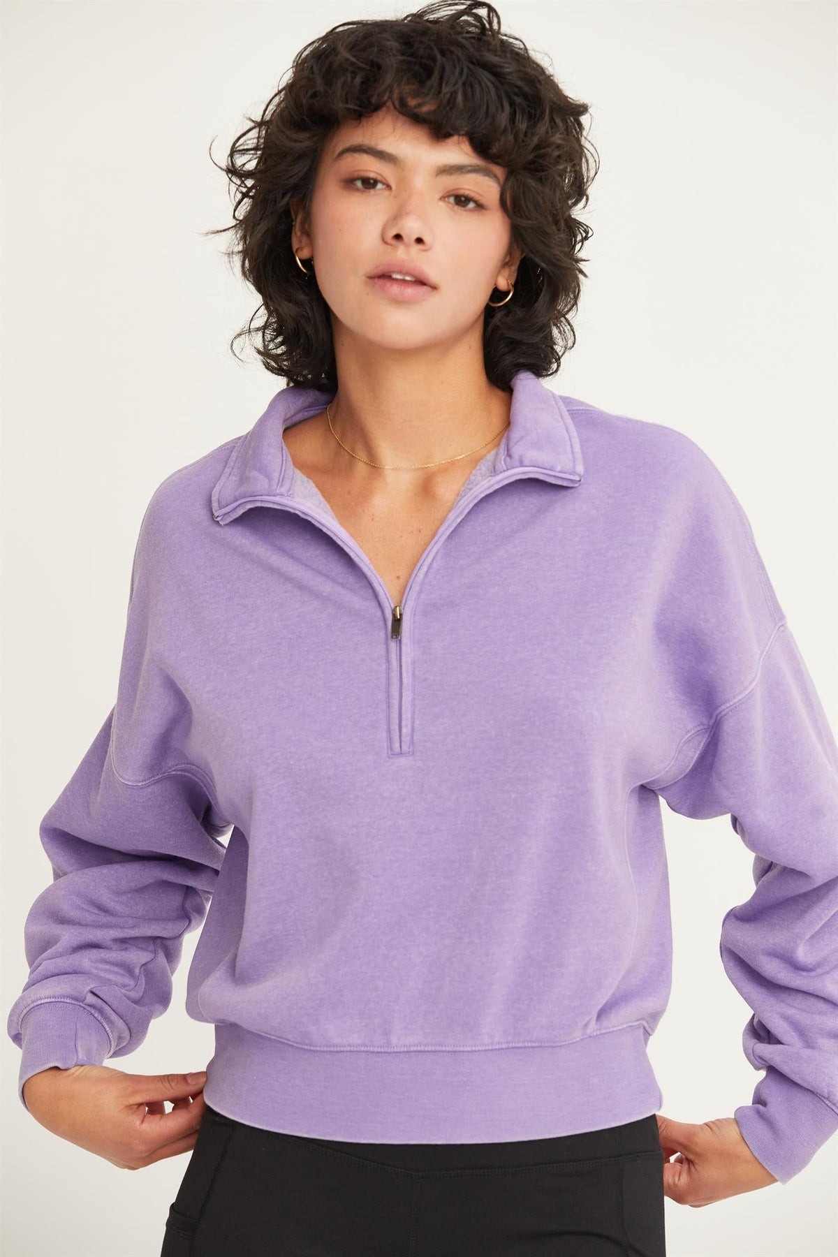 just warming up cropped quarter zip