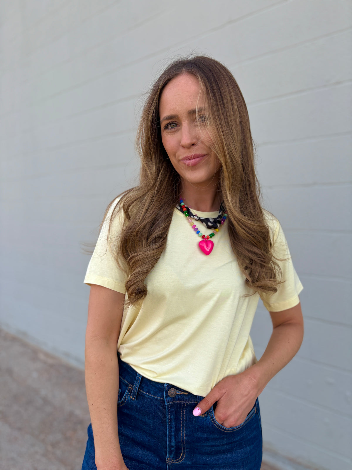 happy + colorful heart gemstone necklace