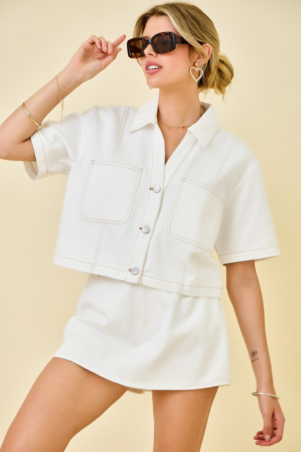maren cropped denim top