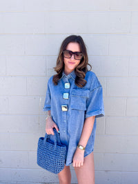 truth hurts oversized denim top