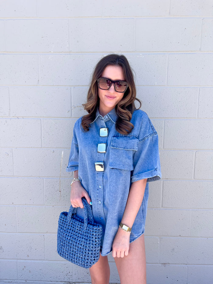 truth hurts oversized denim top