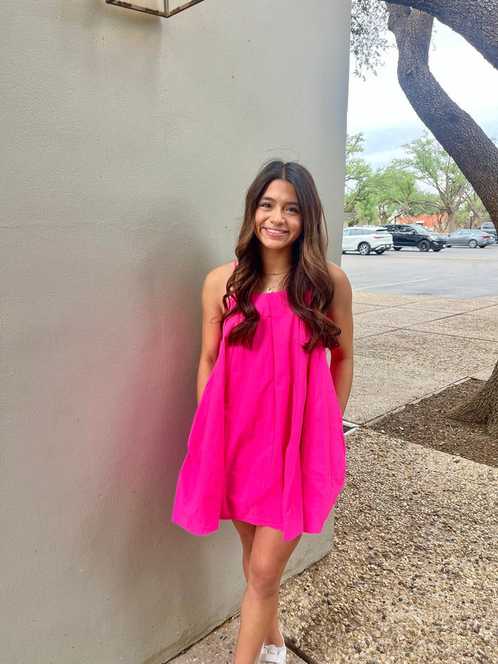 polly hot pink trapeze dress|| FINAL SALE