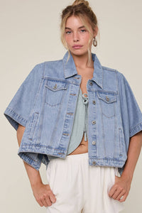 the throw on denim poncho jacket