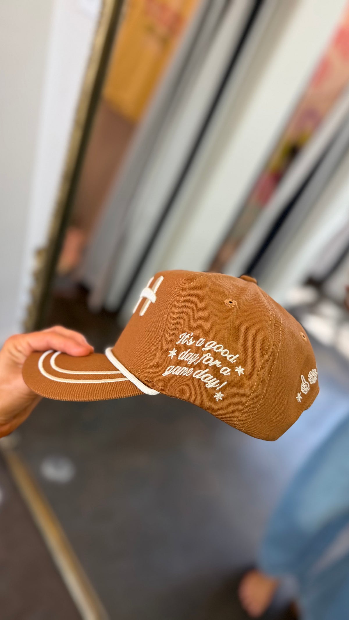 football laces puff trucker hat