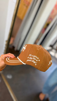 football laces puff trucker hat