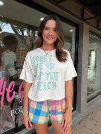 meet me at the beach cropped tee
