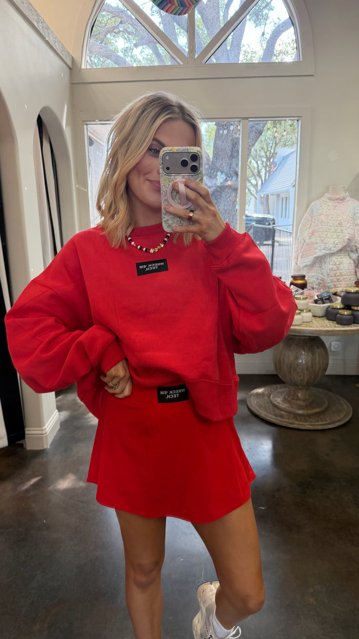 wreck em label boxy crewneck sweatshirt