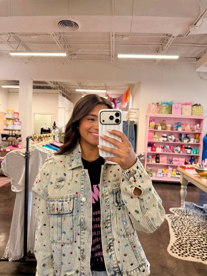 it girl embellished denim jacket