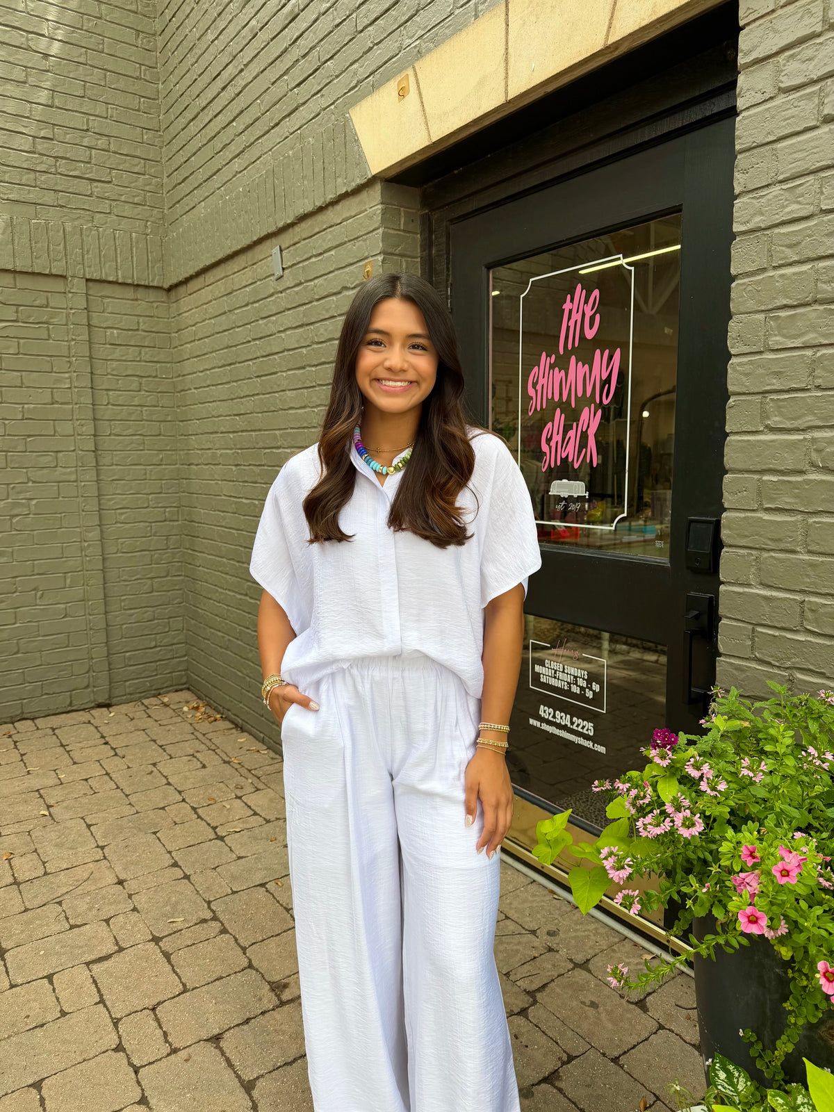 fresh start white collared top