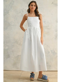 forget me not white midi dress