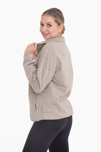 quilted mineral wash half-zip pullover