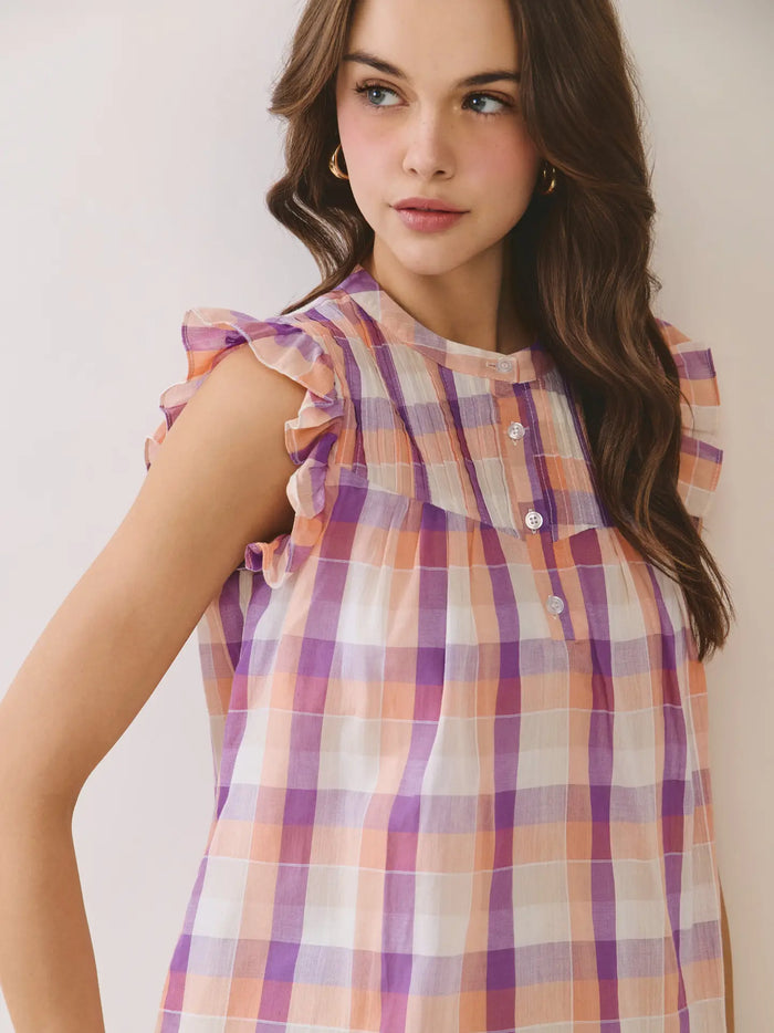 peach perfect plaid top