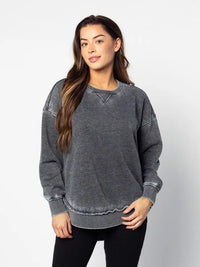 chicka-d burnout hi-low sweatshirt | charcoal