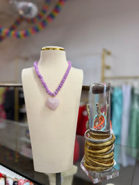 lila heart beaded necklace