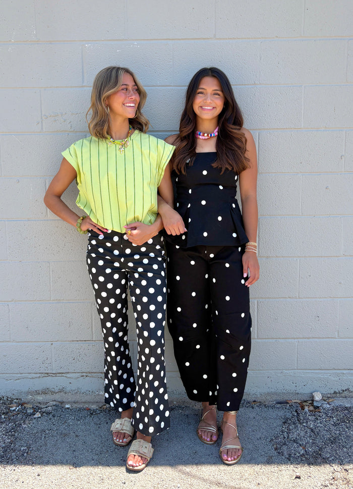 dot to dot polka dot peplum + barrel set