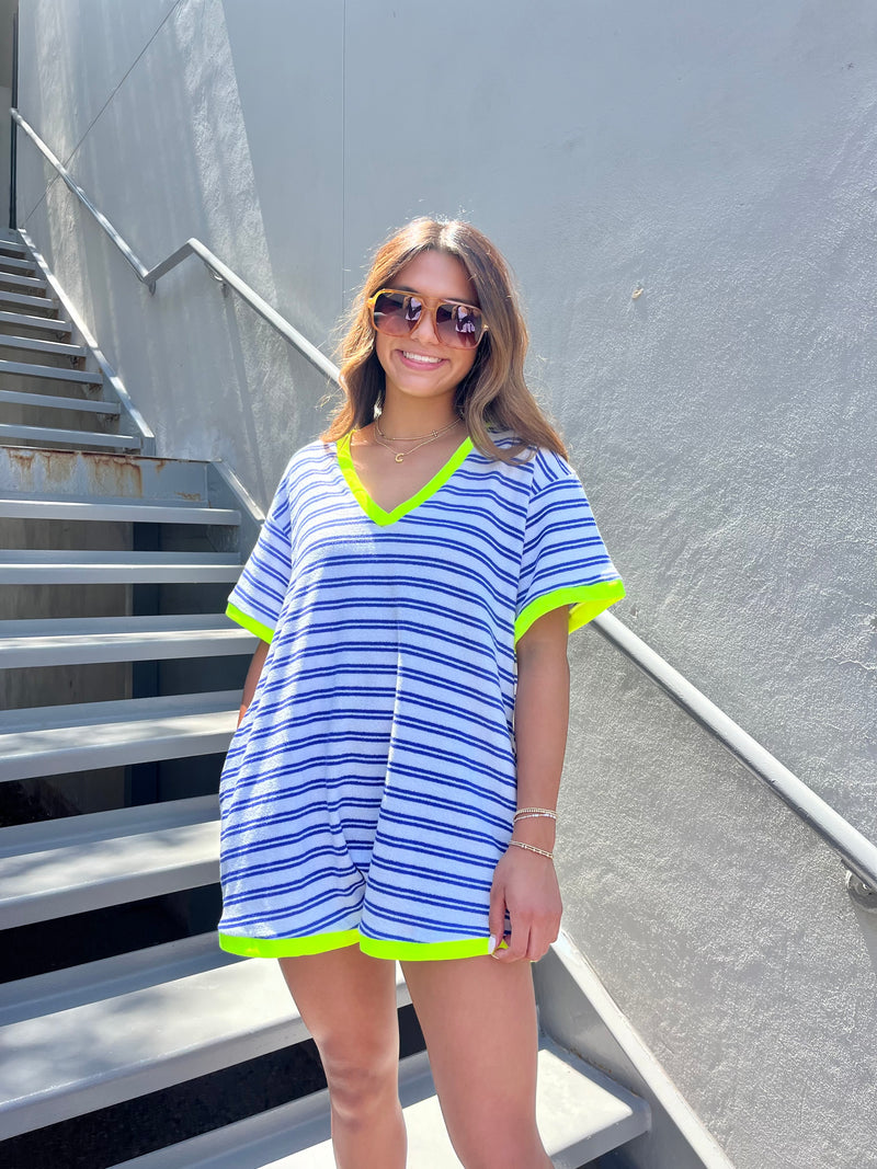 on the contrast terry romper