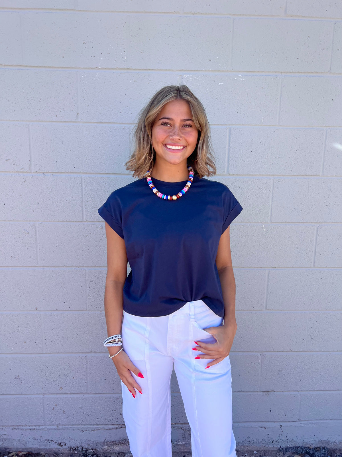 cool girl cuffed sleeve tee
