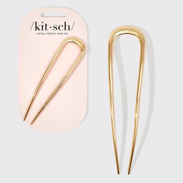 gold metal french hair pin