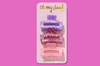 Pink confetti claw clip trio