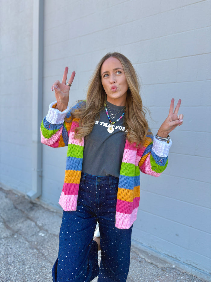 rainbow girly knit cardigan
