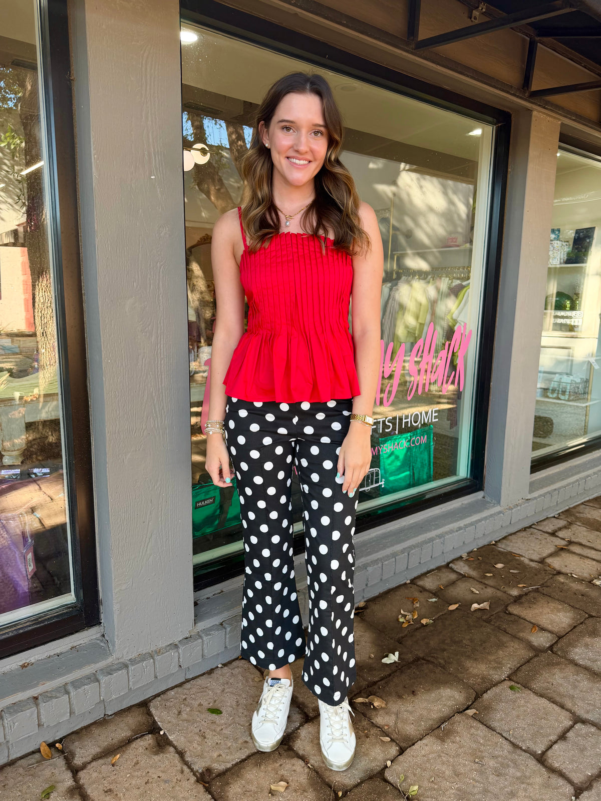 flare crop dot pants