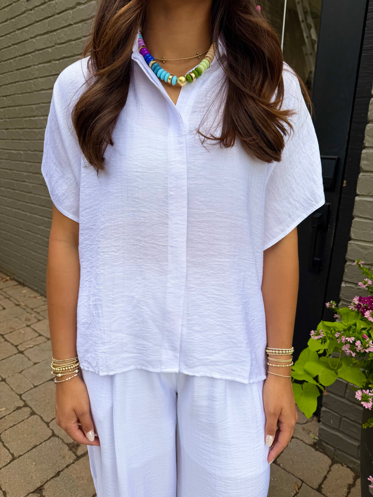 fresh start white collared top